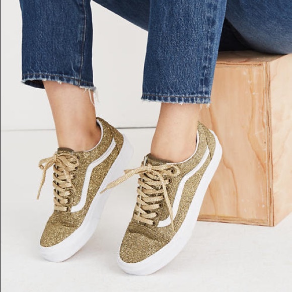 gold glitter vans